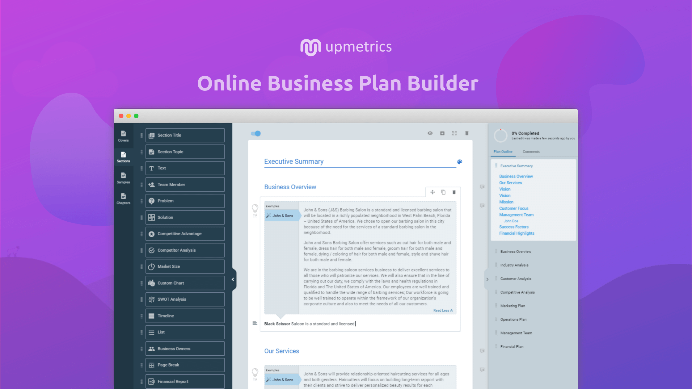 Upmetrics Business Plan Builder Upmetrics Business Plan Builder