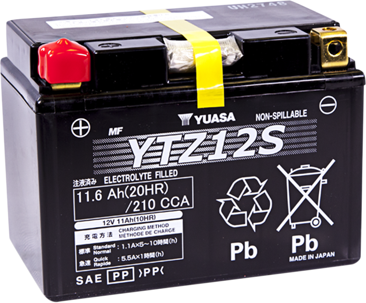 Yuasa YTZ12S Factory-Activated AGM Battery - 12V 11Ah 210 CCA - Made in Japan