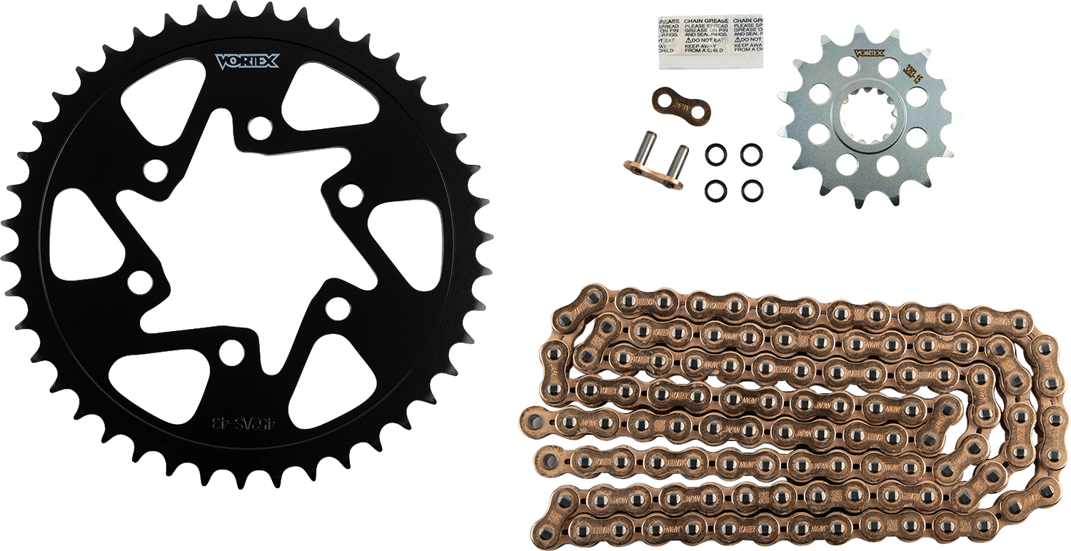 Vortex 520 SX3 Gold Chain and Steel Sprocket Kit - Kawasaki ZX-6R '07-26