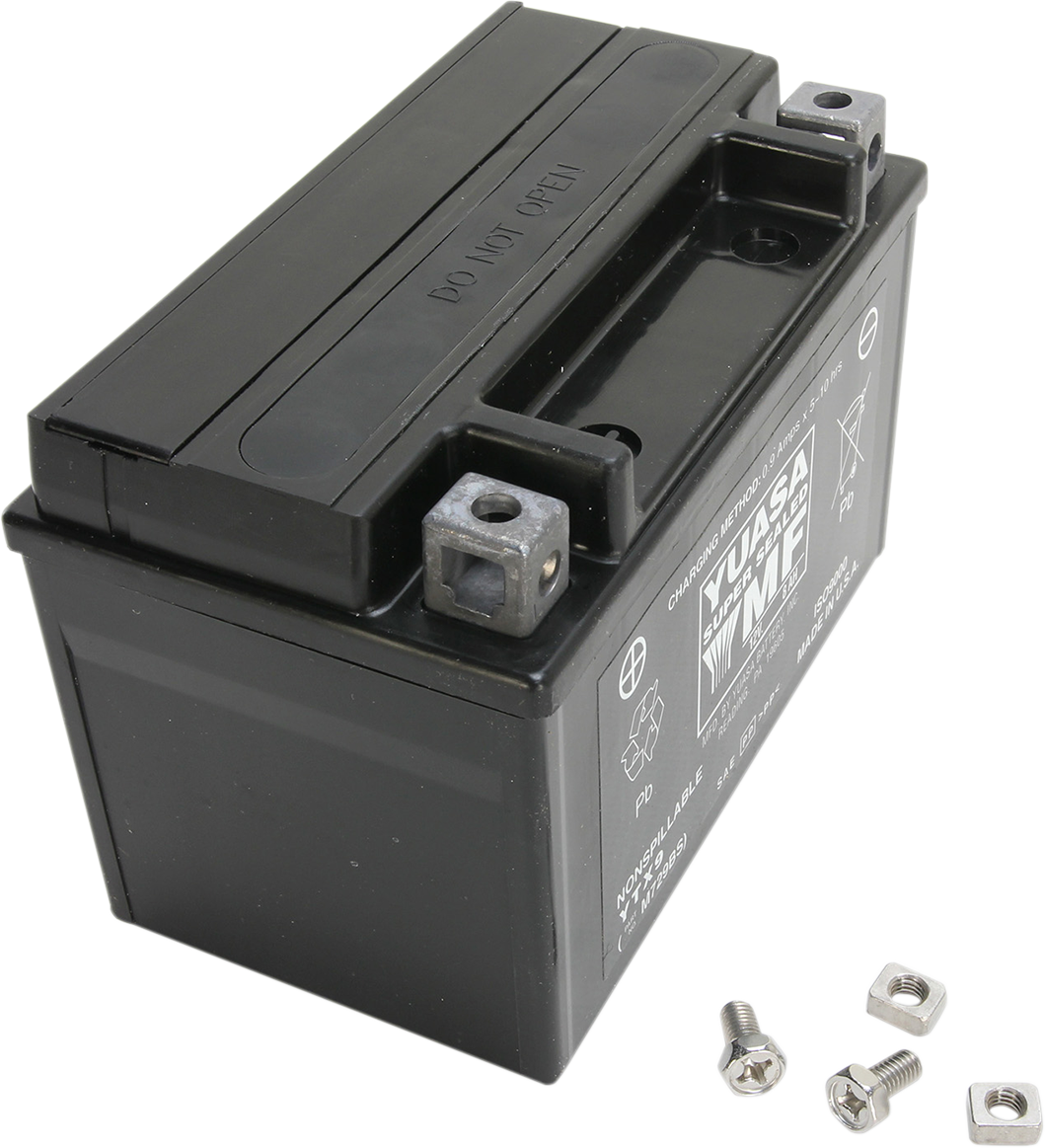 Yuasa YTX9 AGM Battery, Factory Activated - Kawasaki/Suzuki