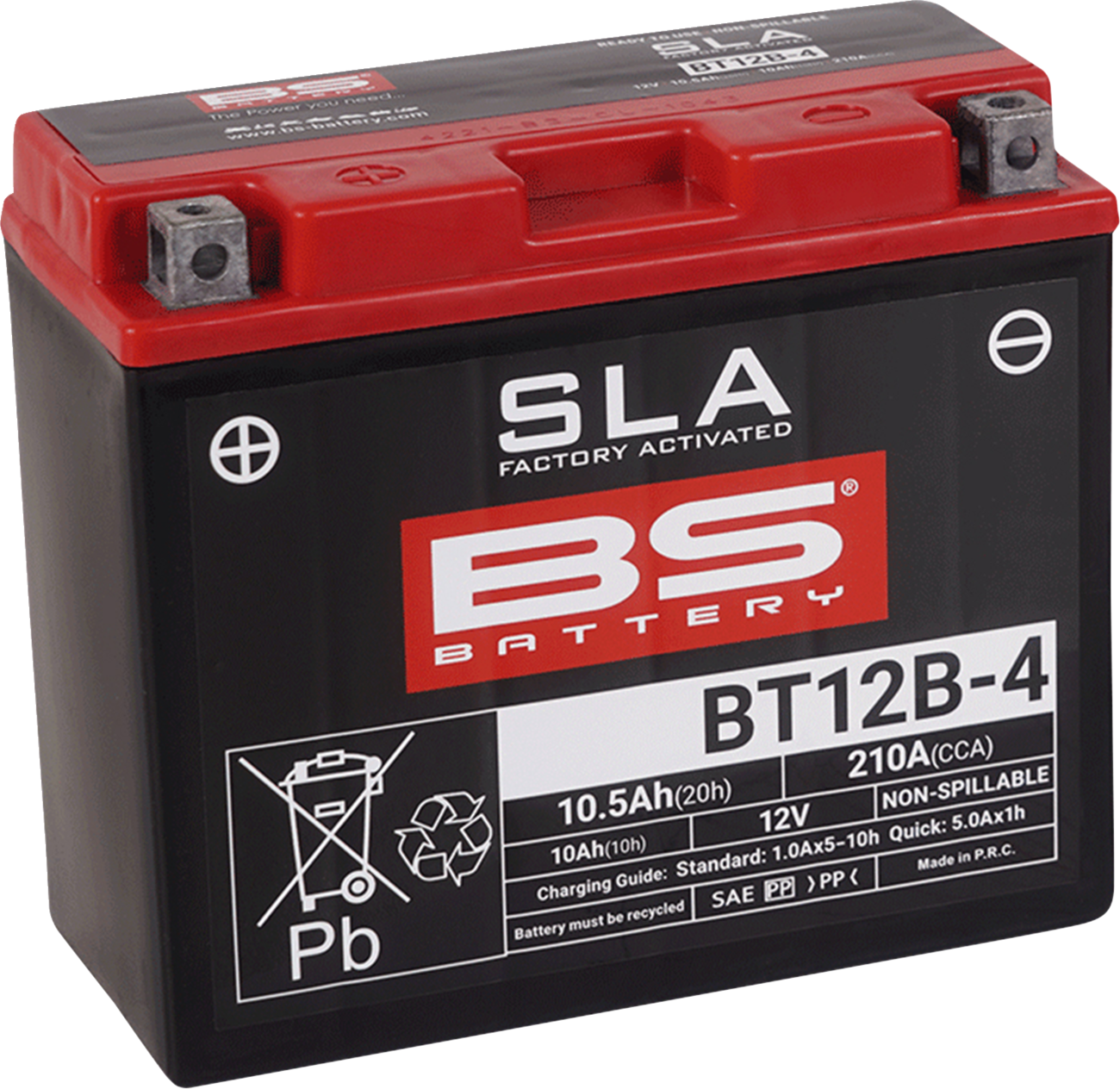 BS Battery BT12B-4 Factory-Activated AGM Battery - 12V 10Ah 210 CCA - YT12B Case