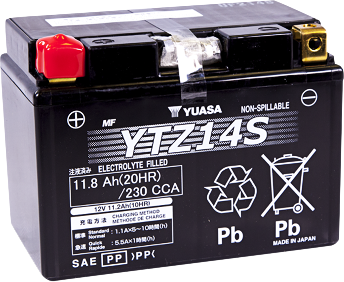 Yuasa YTZ14S Factory-Activated AGM Battery - 12V 11.2Ah 230 CCA