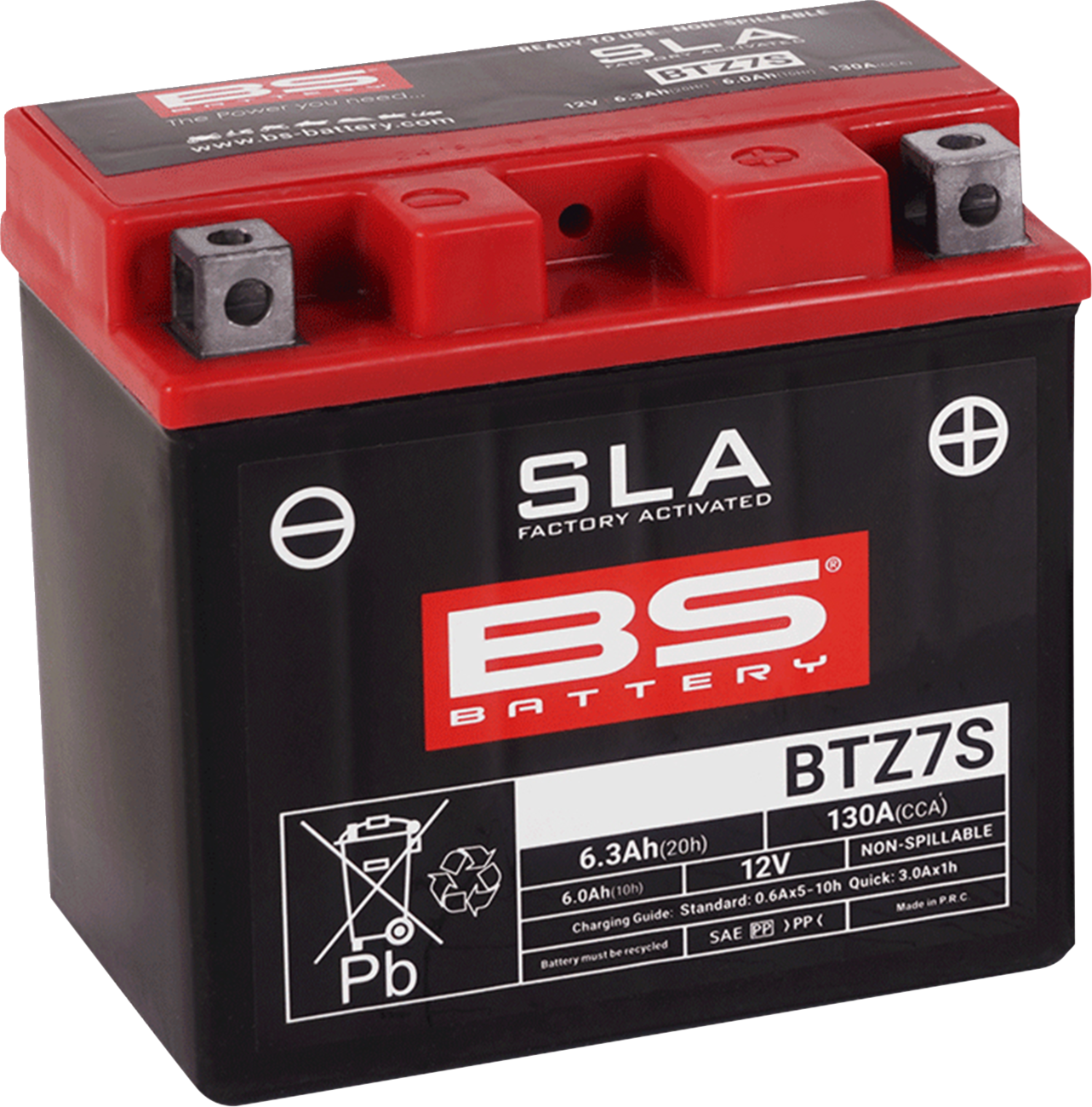 BS Battery BTZ7S Factory-Activated AGM Battery - 12V 6Ah 130 CCA