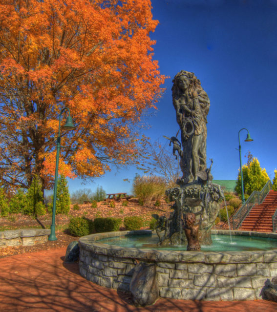 Barter Theatre's sculpture "A Midsummer Night's Dream" in fall