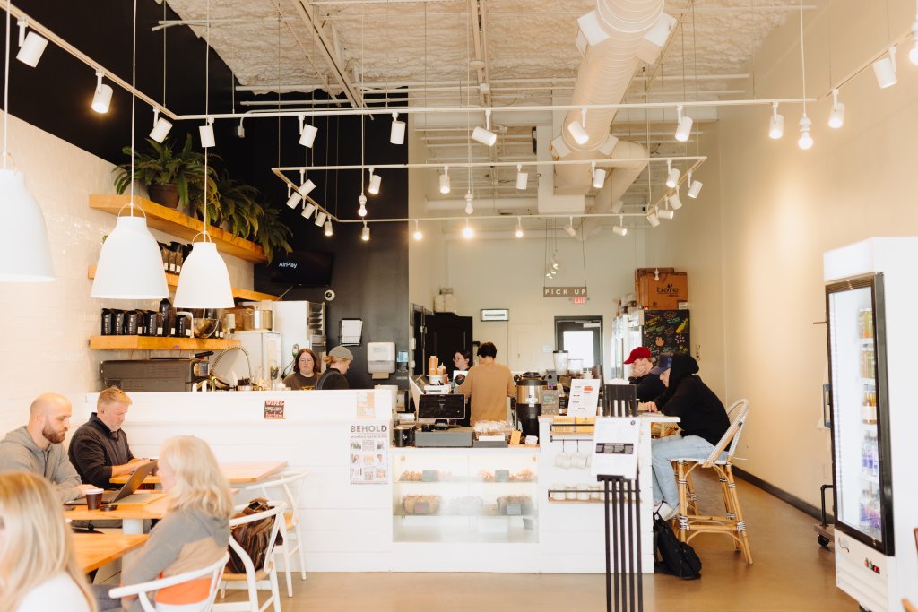interior of coffee shop with patrons
