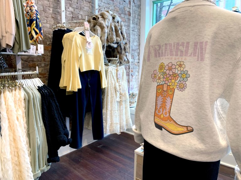 clothing display at women's boutique
