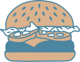 A cartoon-style illustration of a classic cheeseburger with lettuce, tomato, and cheese in Williamson County, Tennessee.