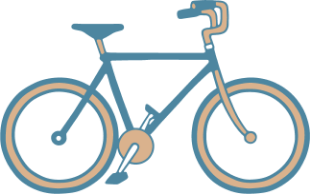 A stylized illustration of a bicycle with pink and blue outlines on a white background in Williamson County, Tennessee.