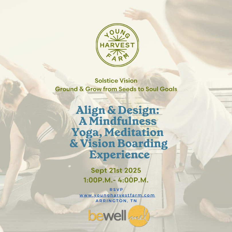 Align and Design Vison Board Experience Women practicing yoga on a rooftop with a view of the city skyline in Williamson County, Tennessee.