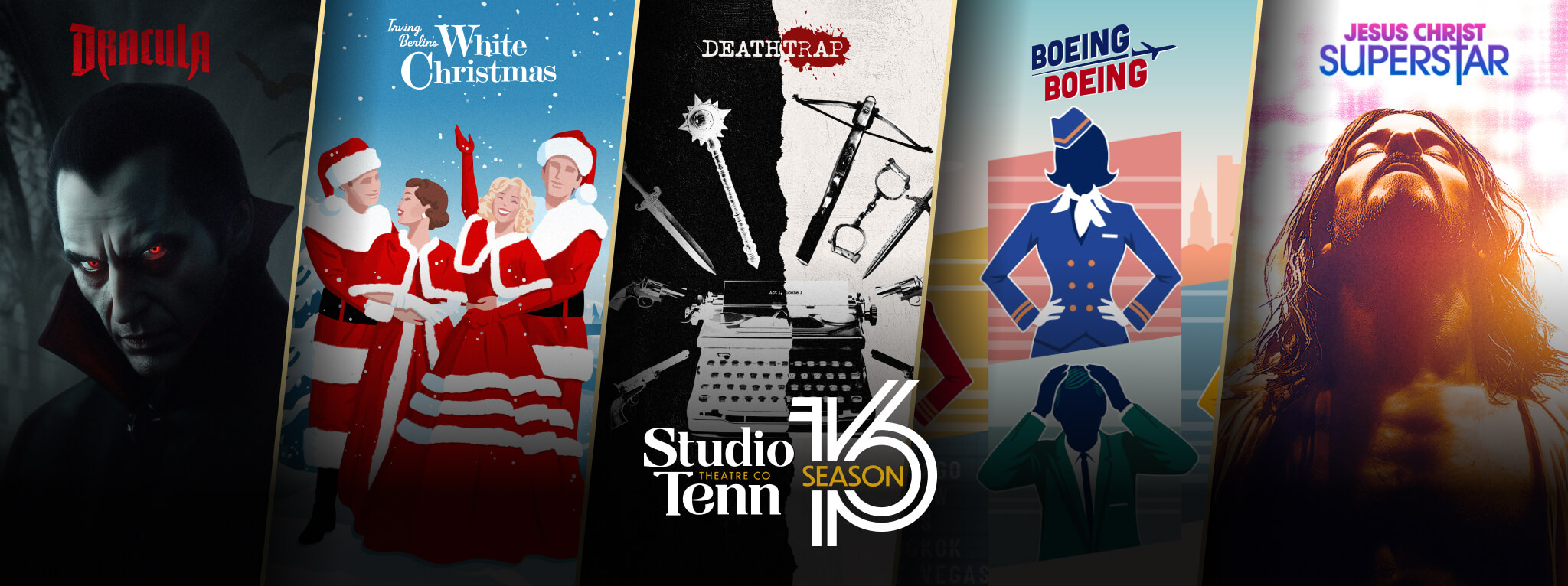 Studio Tenn Season 16 Five movie posters for Studio Tenn's 16th season, each with a unique theme in Williamson County, Tennessee.