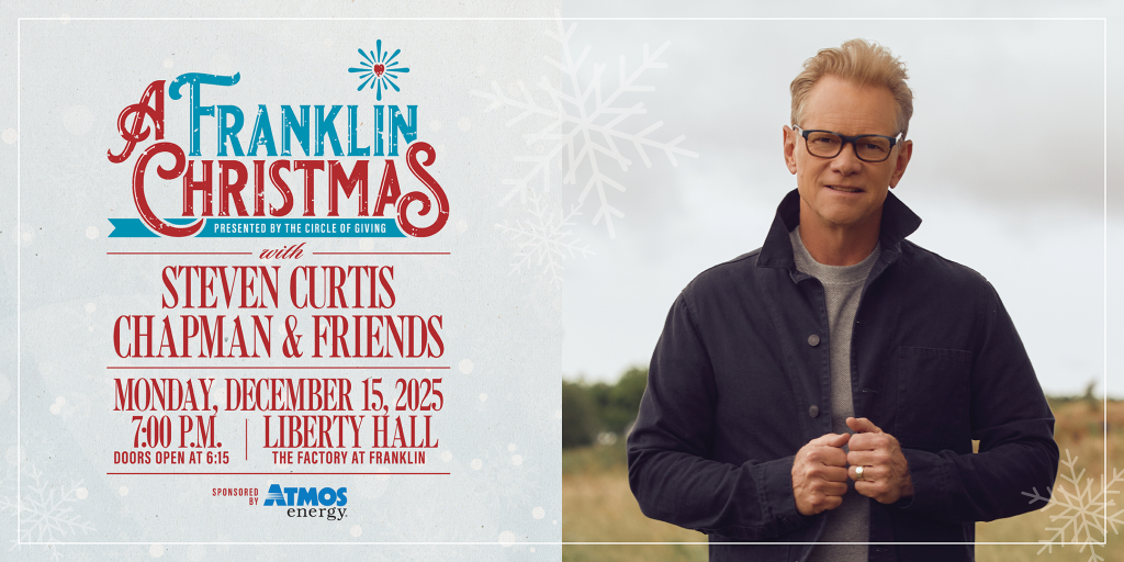 A promotional poster for a Christmas concert featuring Steven Curtis Chapman and friends in Williamson County, Tennessee.