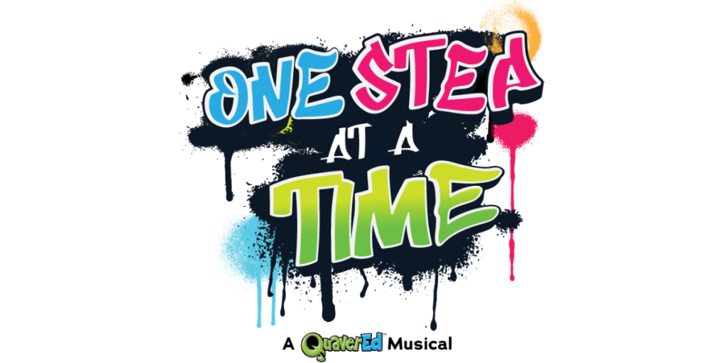 Colorful graffiti-style text saying 'One Step at a Time' with paint splatters in Williamson County, Tennessee.