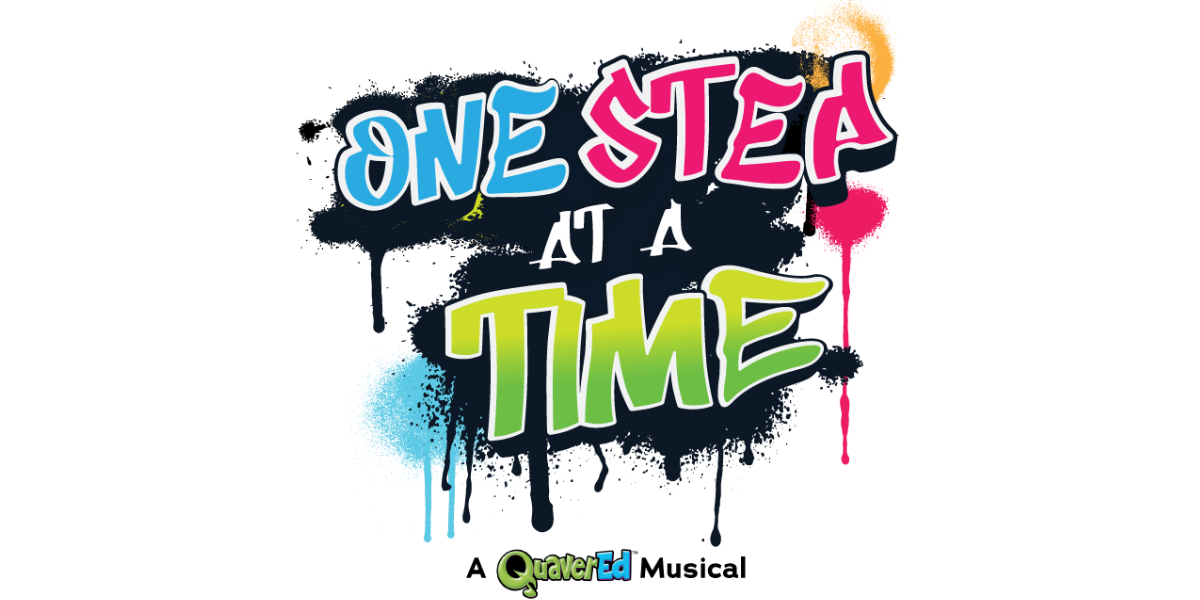 One Step at a Time Musical Preview Colorful graffiti-style text saying 'One Step at a Time' with paint splatters in Williamson County, Tennessee.