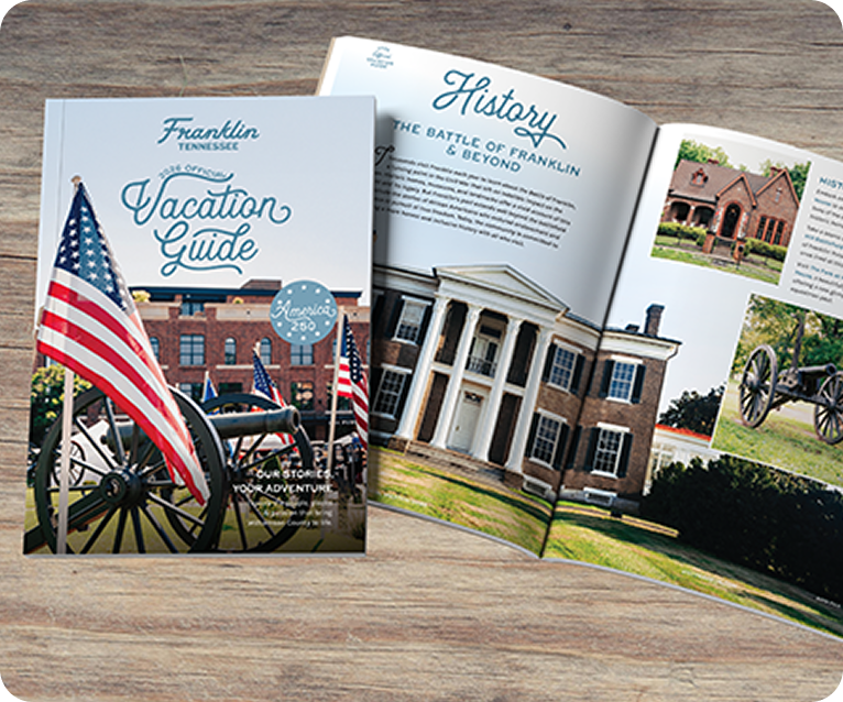 A travel guide to Franklin, Tennessee, featuring historical sites and attractions in Williamson County, Tennessee.
