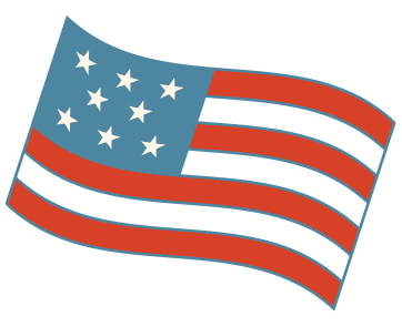 A stylized American flag with a unique, flowing design featuring seven white stars on a blue field and alternating red and black stripes in Williamson County, Tennessee.