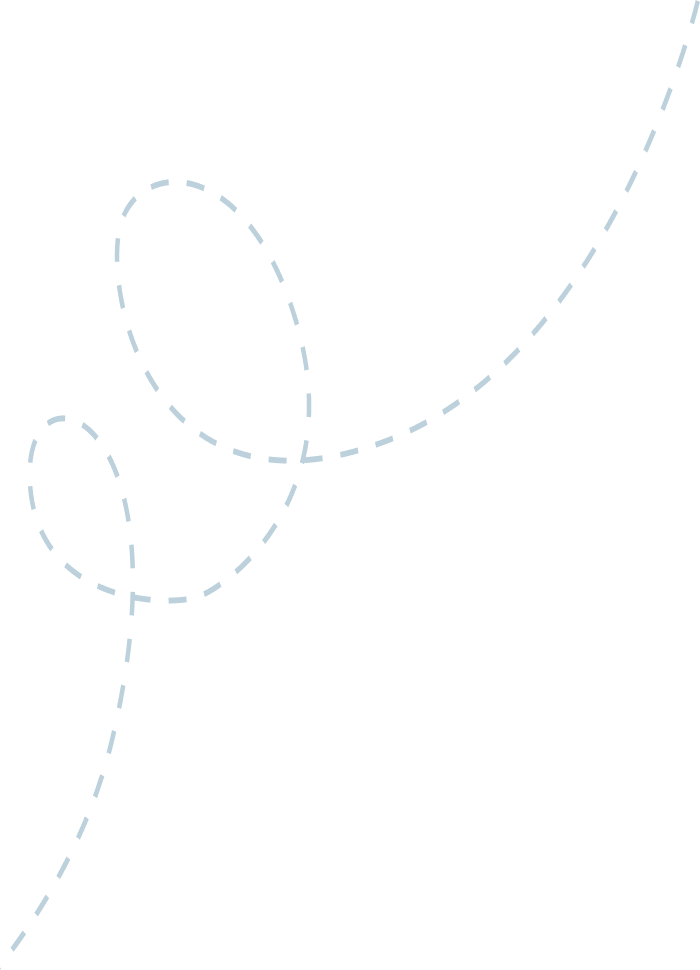 A stylized, light blue dashed line forms a playful, swirling pattern against a white background in Williamson County, Tennessee.