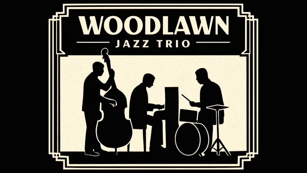 Three musicians perform jazz as a trio, with a double bass, piano, and drums in Williamson County, Tennessee.