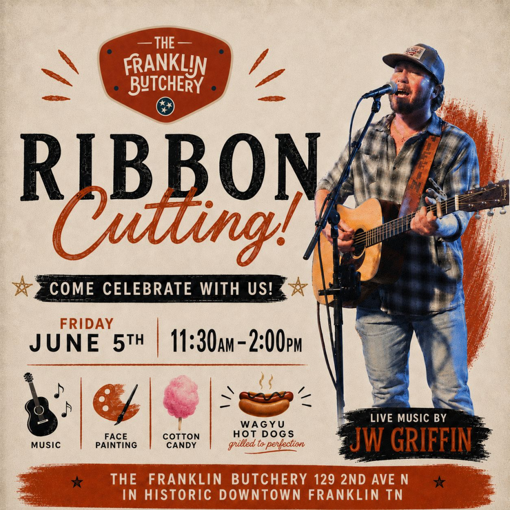 A musician performs live at The Franklin Butcherery's Ribbon Cutting event in Williamson County, Tennessee.