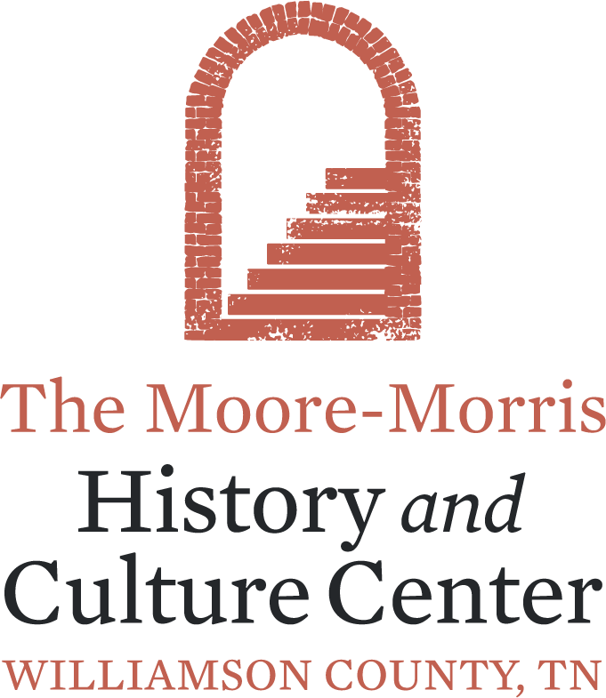 The Moore-Morris History and Culture Center logo featuring an archway with steps leading up to it in Williamson County, Tennessee.
