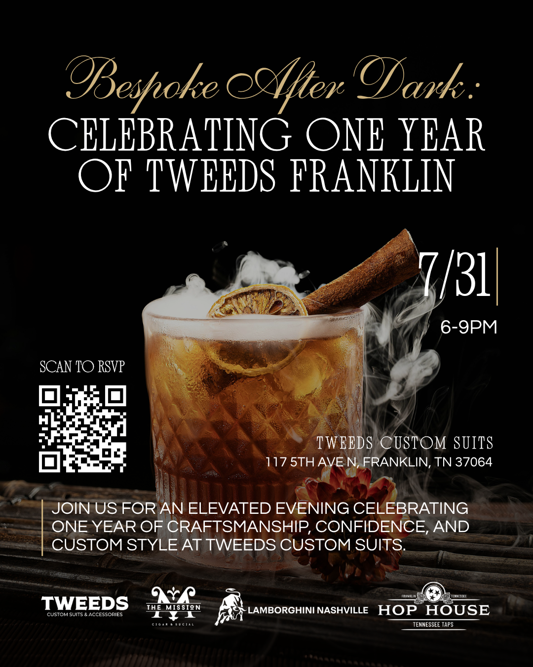 Bespoke After Dark: Celebrating One Year of TWEEDS Franklin Bespoke After Dark: Celebrating One Year of TWEEDS Franklin