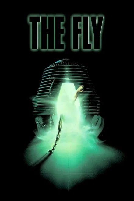 The movie poster for The Fly featuring a glowing teleportation pod in Williamson County, Tennessee.