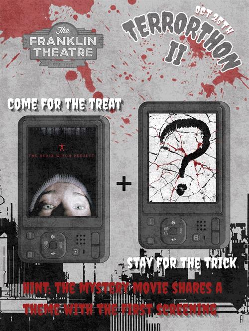 A movie poster for a horror film event at The Franklin Theatre in Williamson County, Tennessee.
