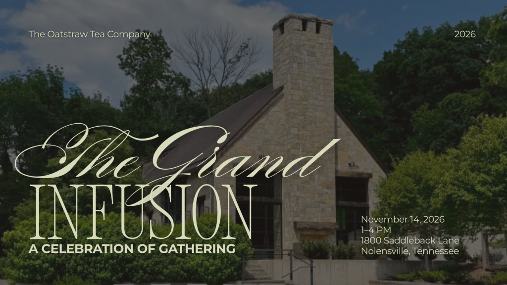 Events An event invitation for The Grand Infusion at a stone building surrounded by trees in Williamson County, Tennessee.