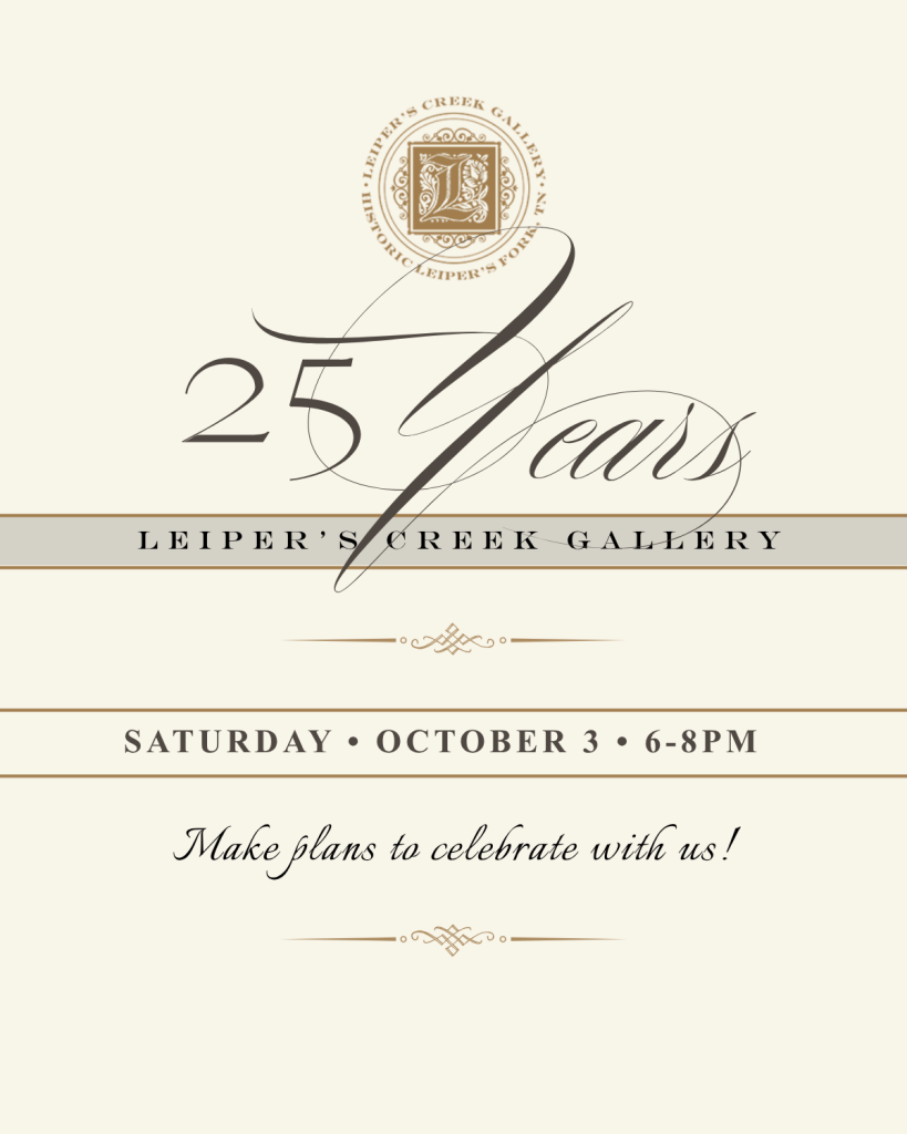 Events An elegant invitation for the 25th anniversary celebration of Leiper's Creek Gallery in Williamson County, Tennessee.