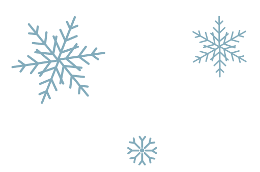 A Hallmark Christmas Escape Three light blue snowflakes of varying sizes on a white background in Williamson County, Tennessee.