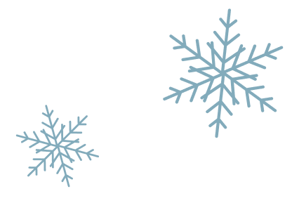 A Hallmark Christmas Escape Two light blue snowflake illustrations against a plain white background in Williamson County, Tennessee.