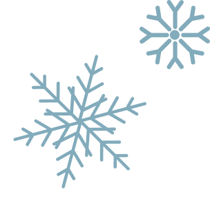 A Hallmark Christmas Escape Two stylized light blue snowflakes on a white background in Williamson County, Tennessee.
