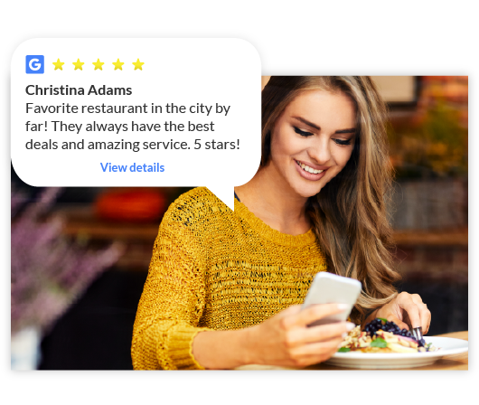 Woman in Restaurant on Cell Phone Review