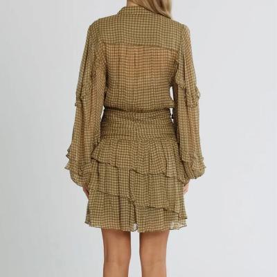 Shona JoyRuched Eleonora Frilled Mini Dress - Olive Size 8 thumbnail 3