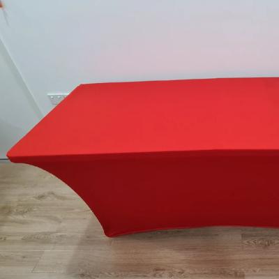 Red 6ft Trestle Table with Tablecloth thumbnail 1