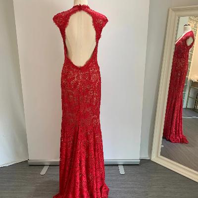 Jovani Sequin Open Back Dress Red Size 10 thumbnail 4