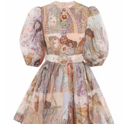 ZIMMERMANN Kaleidoscope Puff Sleeve Mini Dress Size 10 thumbnail 5