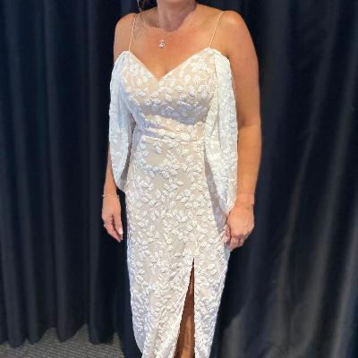 Tina Holly Sequin Drape Cocktail White/Nude Dress Size 8 and 12 thumbnail 4