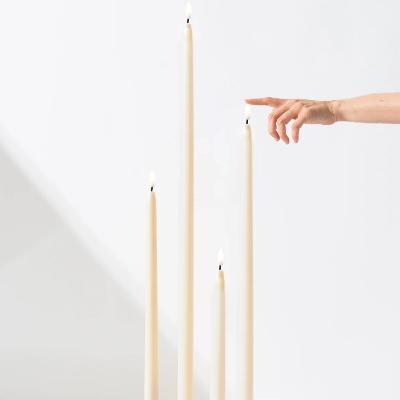 Ivory LED Flameless Taper Candles - 60cm thumbnail 1