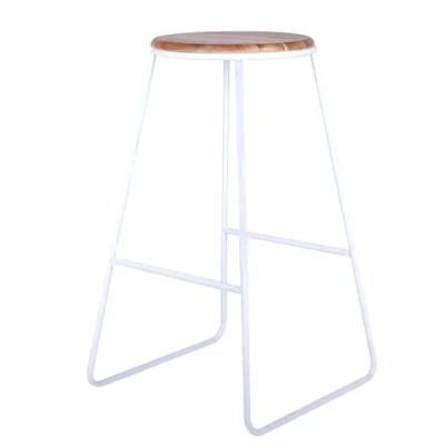 Timber & White Metal Bar Stool