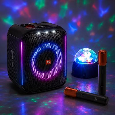 Karaoke JBL Party Speaker + 2 Wireless Microphones + Disco Light