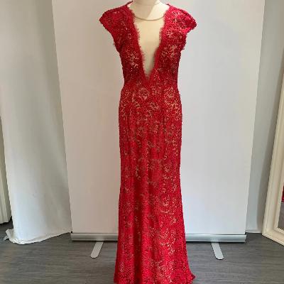 Jovani Sequin Open Back Dress Red Size 10