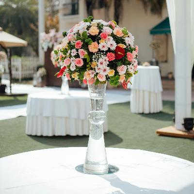 Glass vase centerpiece