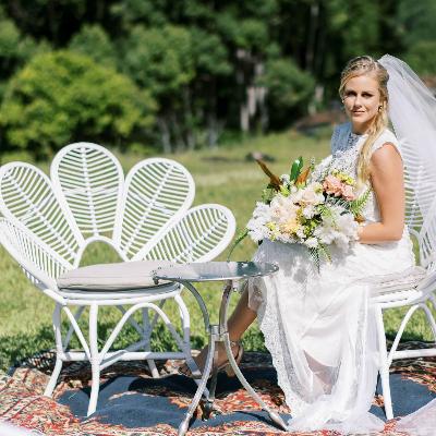 White Cane Petal Chair