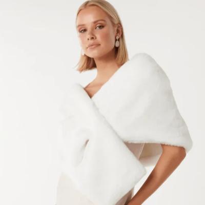 Forever New Faux Fur Wrap One Size- Black, White/Porcelain, Dove Grey, Blush thumbnail 3