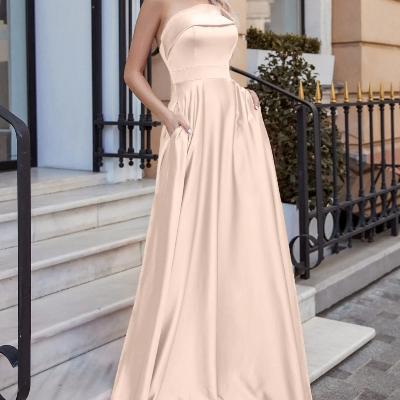 Tina Holly Soft Satin Formal Gown Champagne, Royal Blue and Red Size XS/6