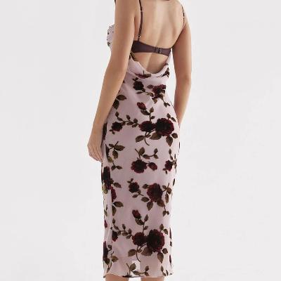 House of CB Azura Pink Devore Midi Dress - Size S thumbnail 3