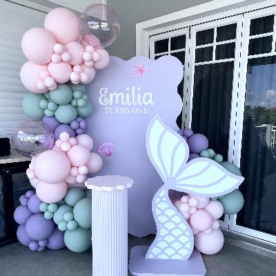 Single Backdrop, Plinth and Balloons - Mermaid Package