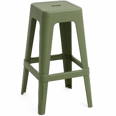 Stool - Tall Polypropylene Replica Tolix Stool in Olive Green