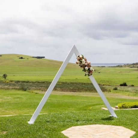 White Wooden Triangular Arbour thumbnail 4