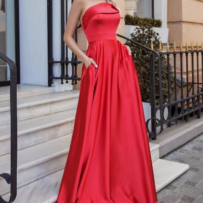 Tina Holly Soft Satin Formal Gown Champagne, Royal Blue and Red Size XS/6 thumbnail 3